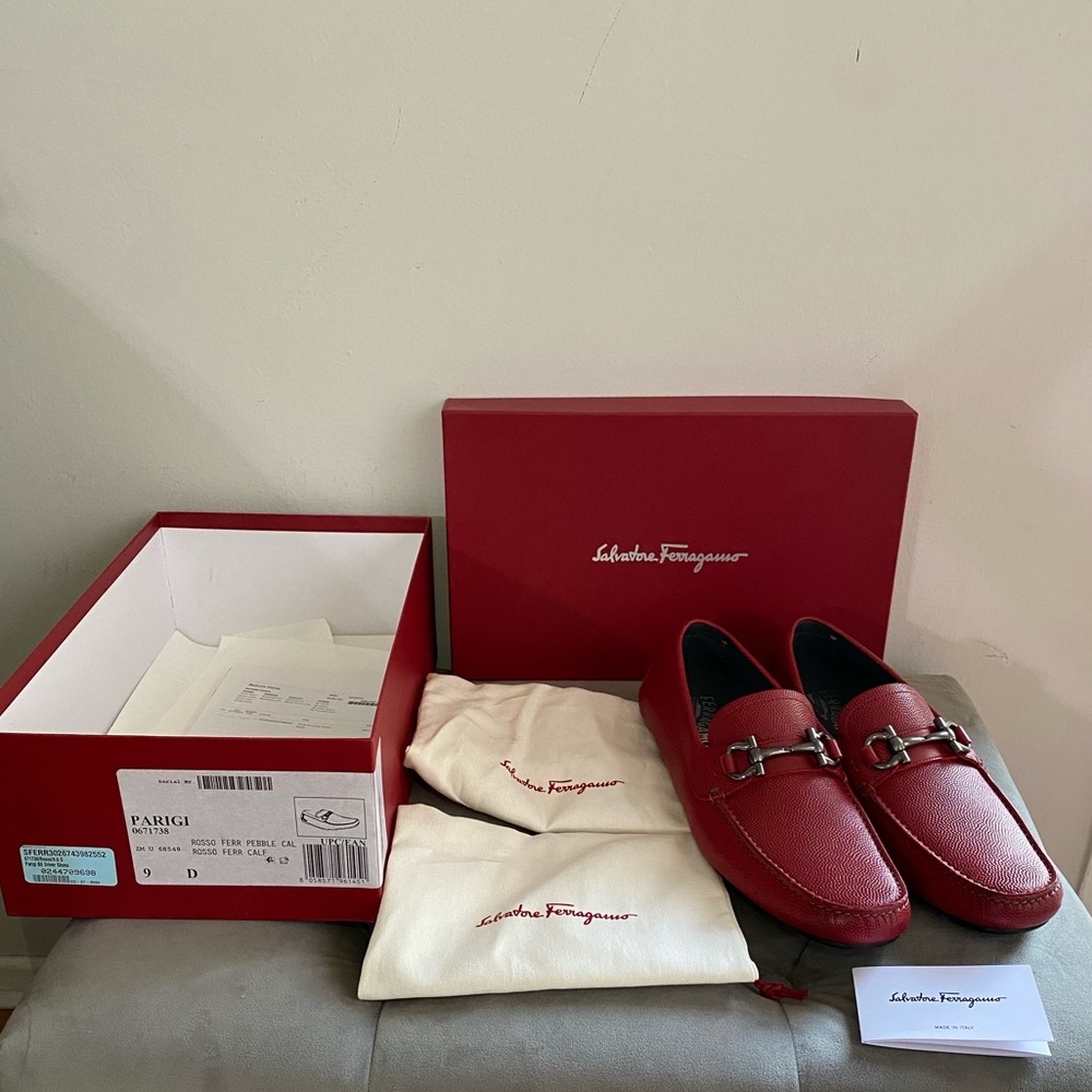 Salvatore Ferragamo red leather Parigi shoes